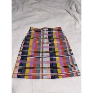 NWT Halogen Mini Skirt Cotton Blend Tweed Multi-Color Plaid  Preppy Academic